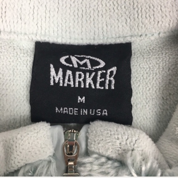 MARKER Furry Pullover Polartec Sweatshirt Half Zip Fuzzy Cozy Aqua Size Medium - Picture 6 of 8